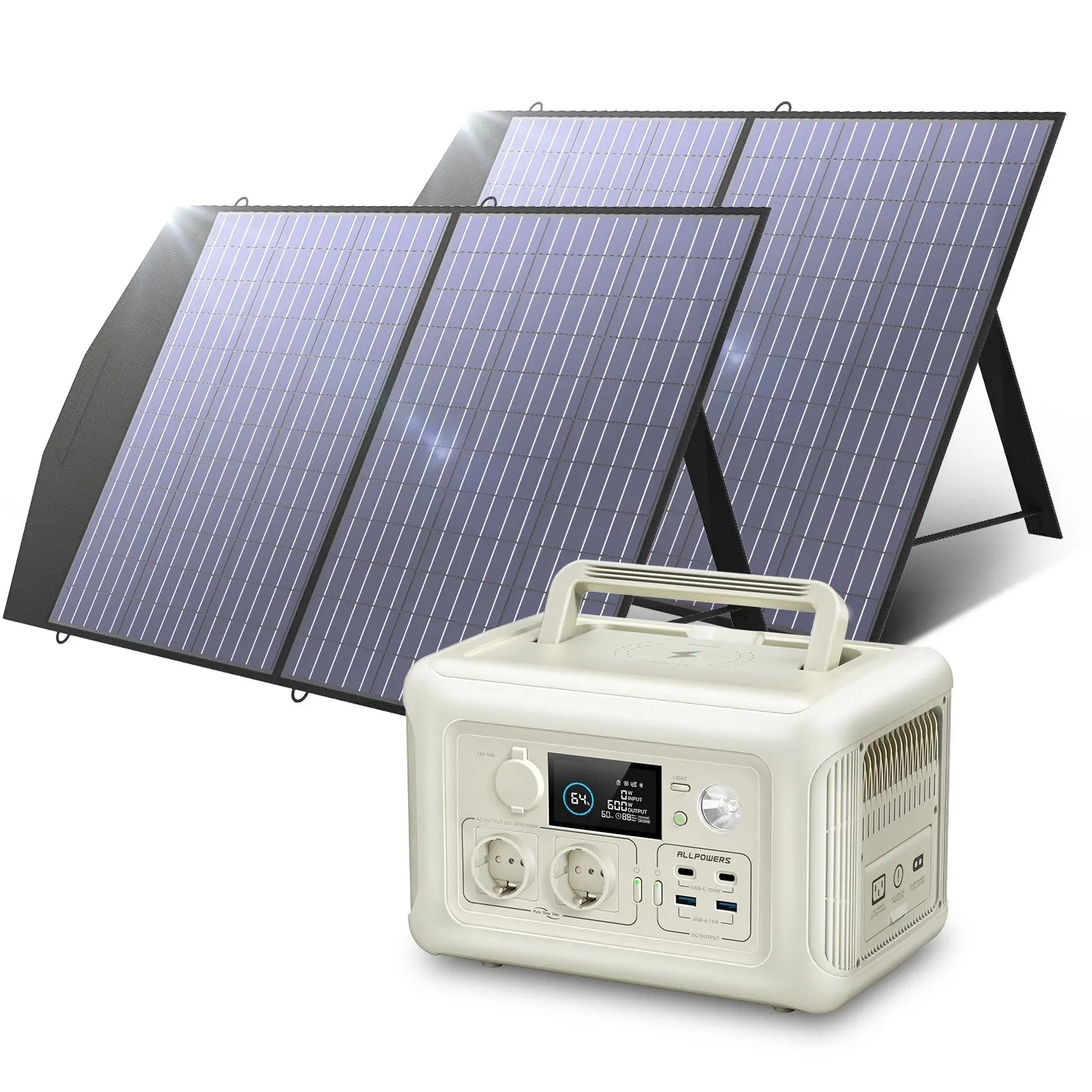 ALLPOWERS Solar Generator Kit 600W (R600 + SP027 100W Solar Panel) - Image 3